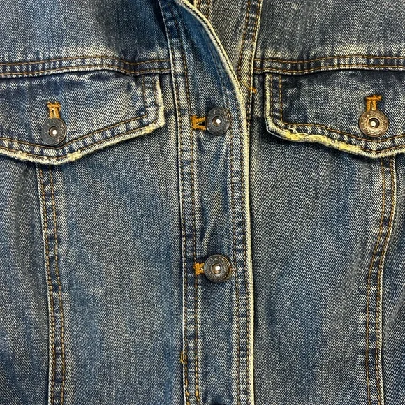 Free People Laceup Button Down Blue Jean Denim Vest, Women’s Large - Picture 5 of 11